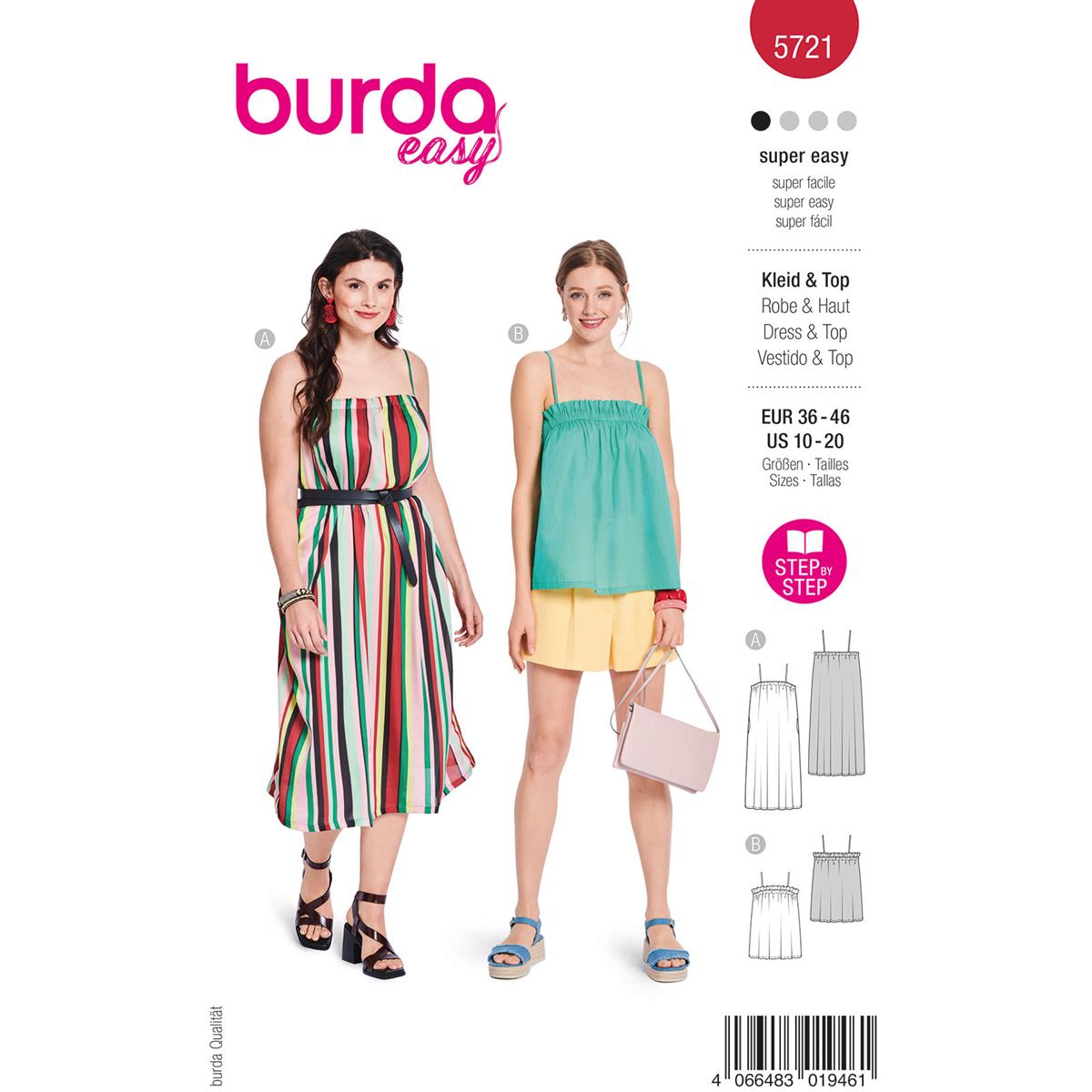 Naaipatroon 5721 rood - Jurk & T-shirt maat 36-46 Naaipatroon 5721 rood - Jurk & T-shirt maat 36-46