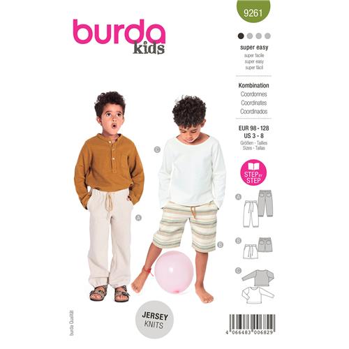 Burda naaipatroon 9261 groen - BroekTop maat 98-128 - Burda naaipatroon 9261 groen - BroekTop maat 98-128 -